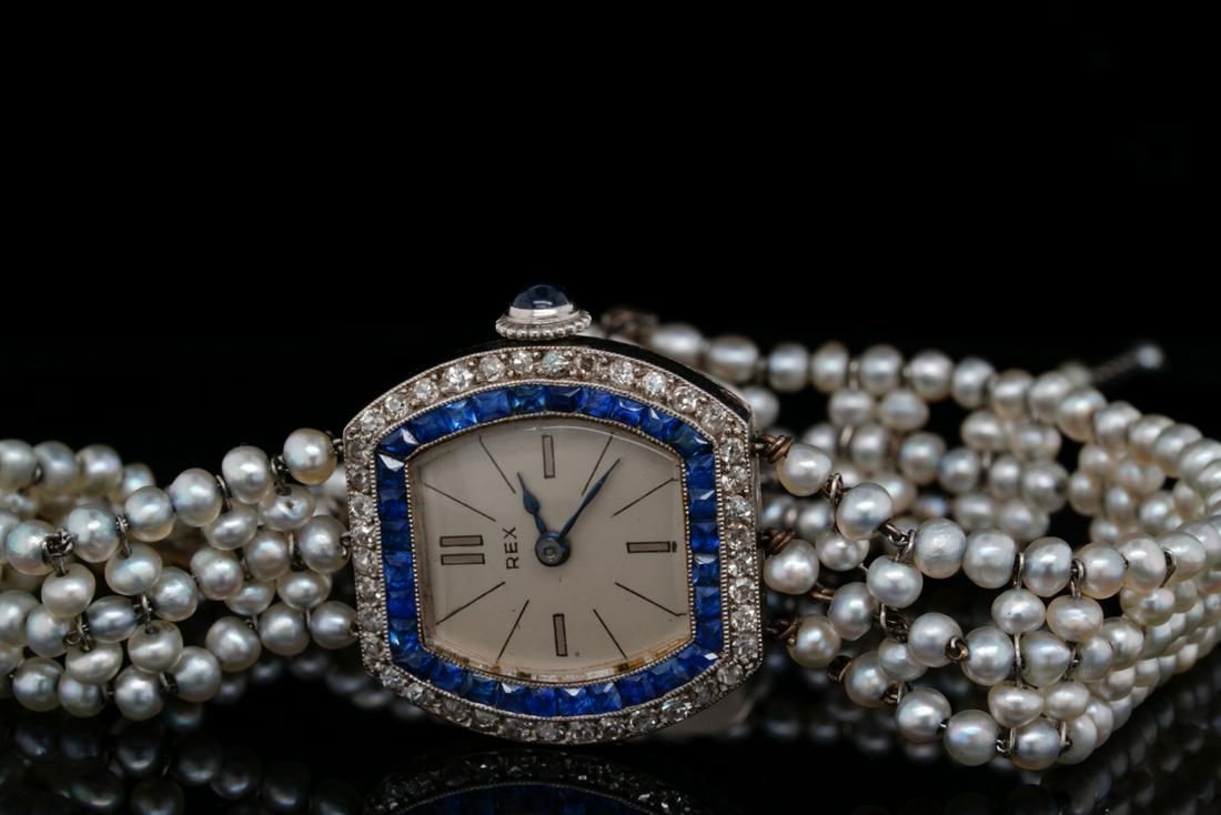 2.00ctw Diamond & Sapphire, Pearl & Platinum Watch (1 of 6)