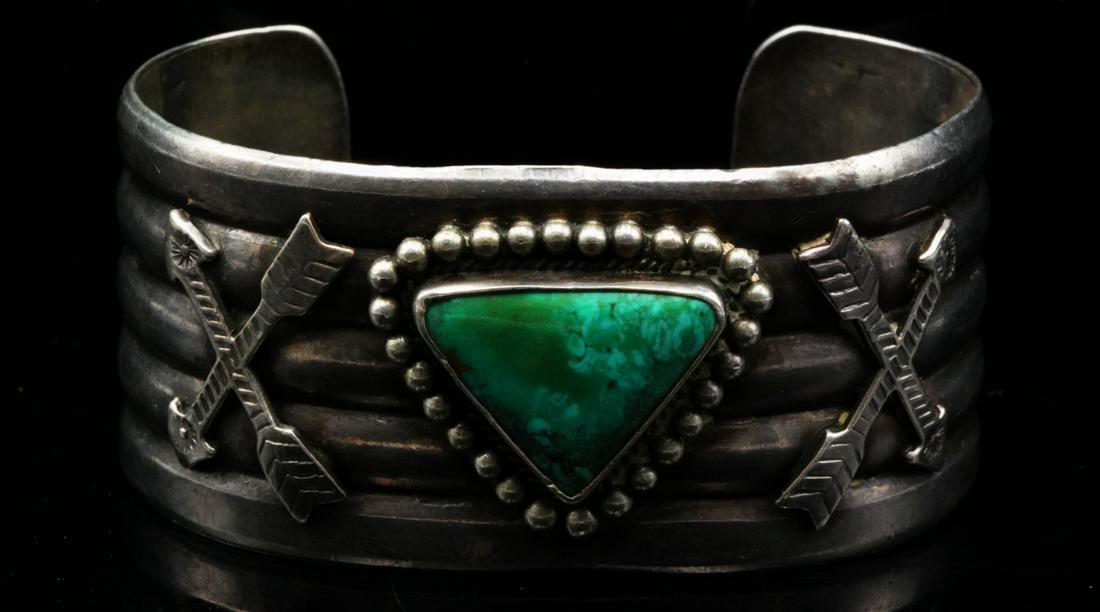 Navajo 1950s 21mm Turquoise & Sterling Silver Cuff (1 of 5)
