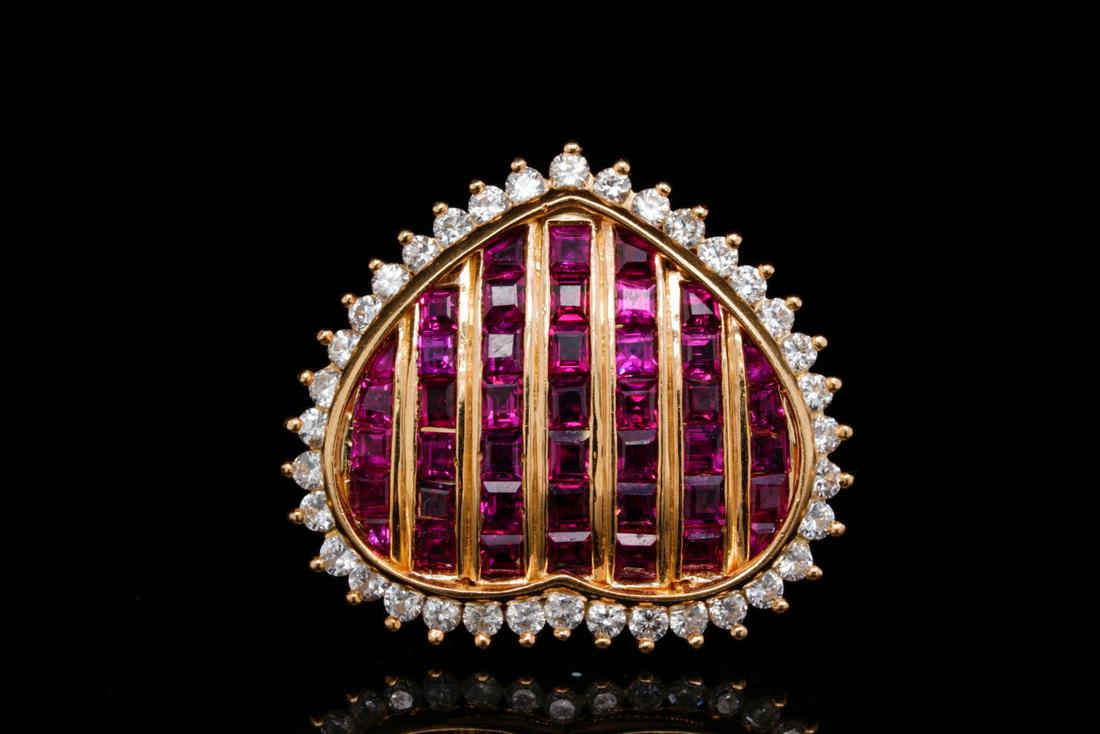 3.00ctw Ruby, 0.90ctw SI1-SI2/G-H Diamond 14K Ring (1 of 4)