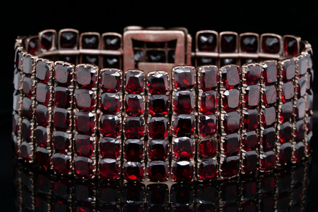 40.00ctw Bohemian Garnet & Sterling Silver Bracelet (1 of 3)