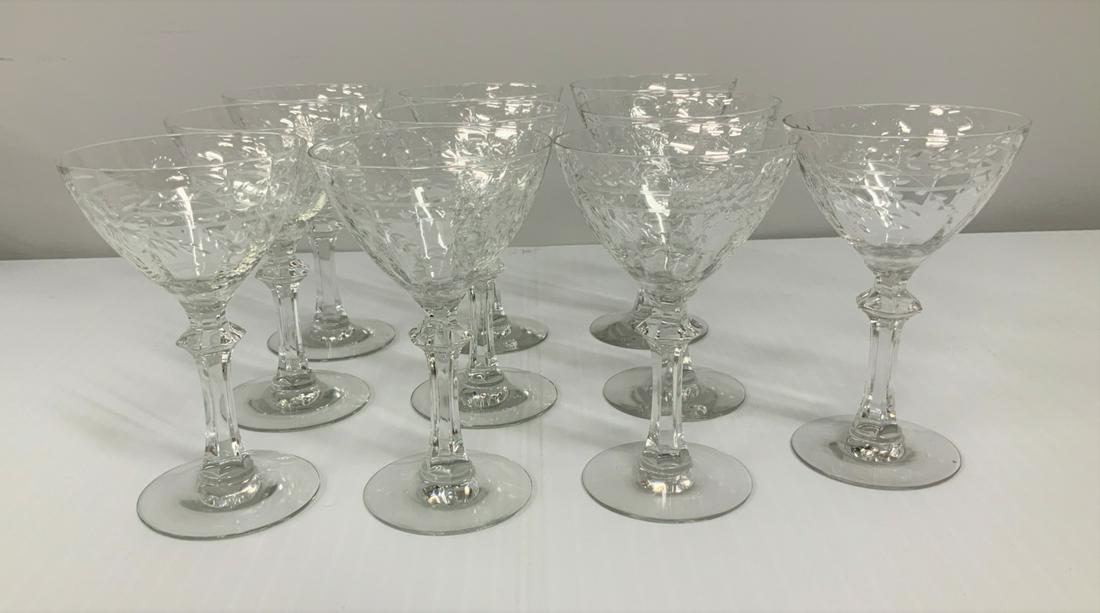 Lot of (10) Etched Crystal Glasses (1 of 3)