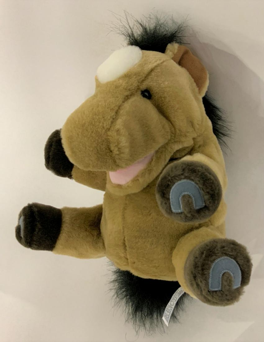 Aurora Plush Horse Hand Puppet Toy: Aurora Plush Horse Hand Puppet Toy - Measurements: 17" x 8". PLEASE NOTE, PRE-AUCTION SALES: GWS reserves the right to sell any Lot(s) through a negotiated transaction at any time prior to the conclus