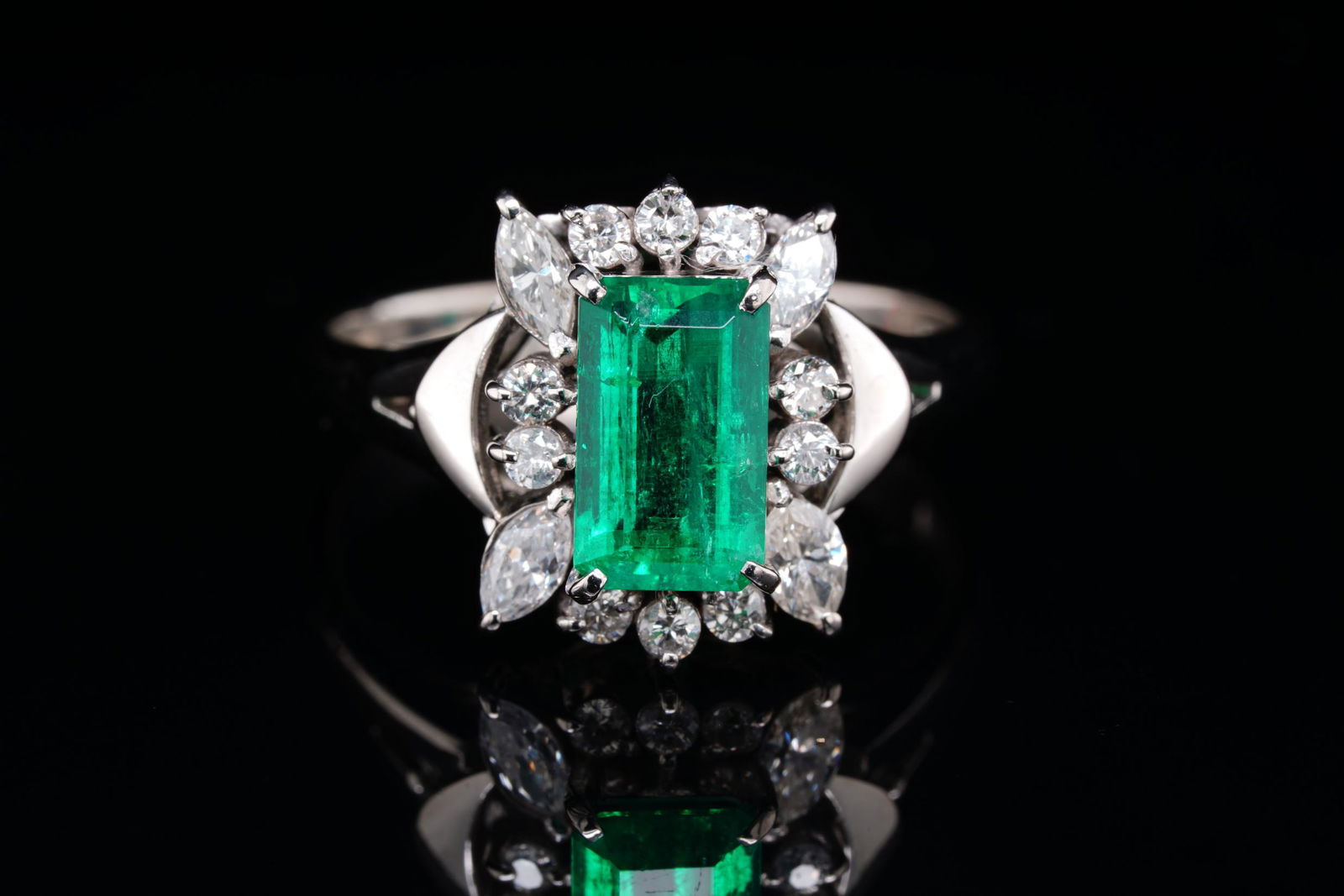 1.15ct Emerald, 0.45ctw Diamond Platinum Ring (1 of 1)
