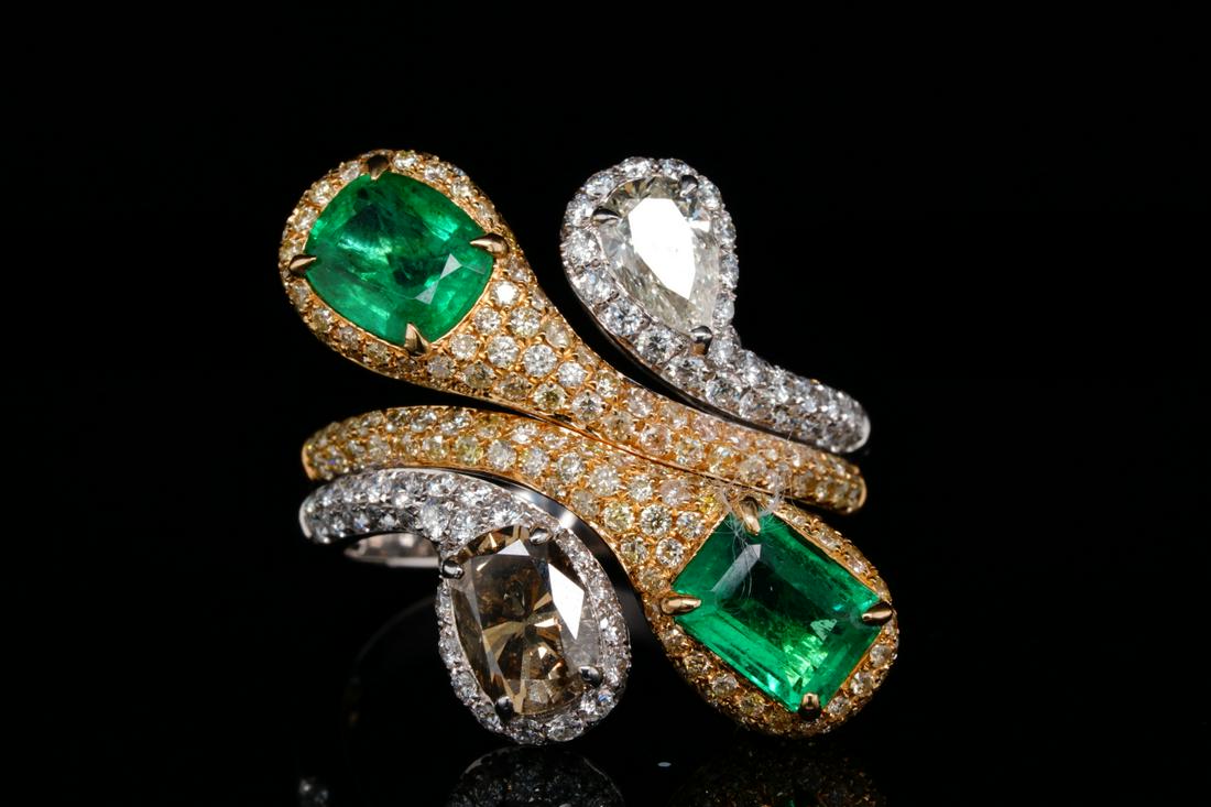 3.30ctw VS2-SI2 Diamond, 1.80ctw Emerald & 18K Ring (1 of 6)