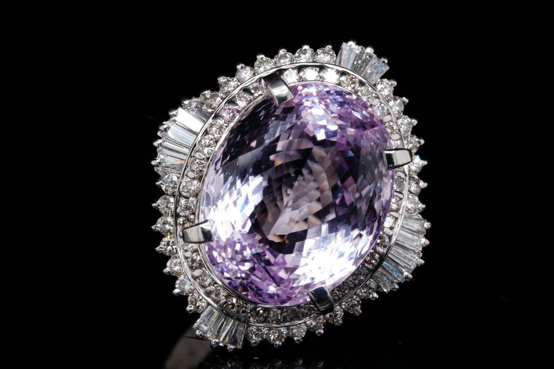 23.80ct Kunzite, 1.50ctw Diamond Platinum Ring (1 of 6)