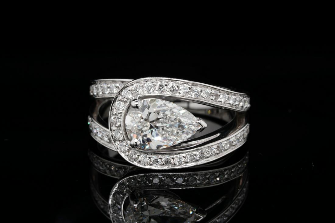 Fred Paris 1.56ctw VVS1-VVS2/F-G Diamond Plat. Ring