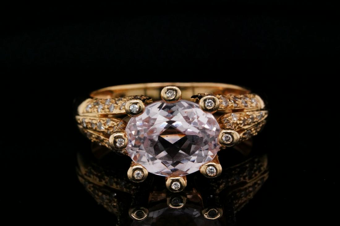 Sonia B. 3.00ct Kunzite, 0.75ctw Diamond 14K Ring (1 of 6)
