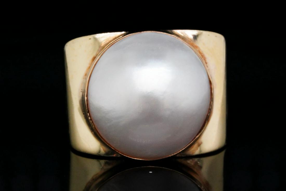 19mm Mabe Pearl & Solid 14K Yellow Gold Ring (1 of 6)