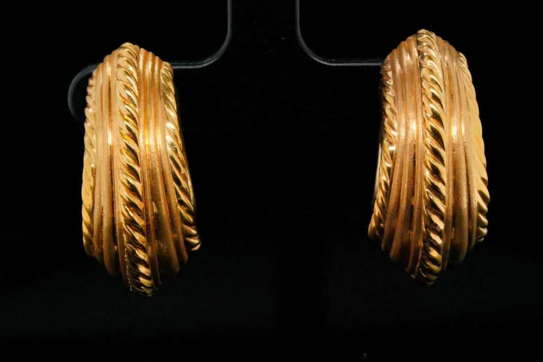 Milor Italy 14K Yellow Gold Semi Hoop Earrings (1 of 4)