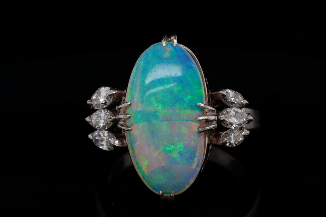 17.5mm Opal, 0.85ctw Diamond Solid Platinum Ring (1 of 4)
