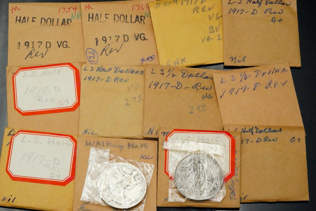 (13) 1917-D Walking Liberty Half Dollars (90% Silver) (1 of 3)