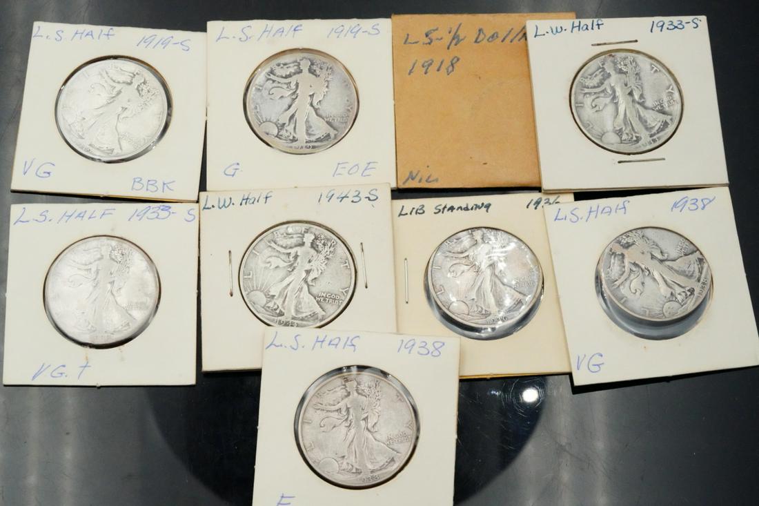 Lot of (9) Walking Liberty Half Dollars (90% Silver) (1 of 3)