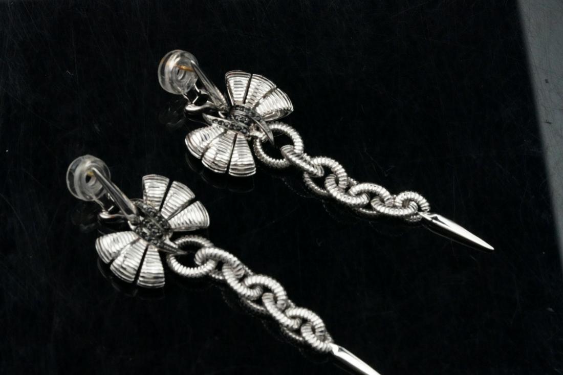 Stephen Webster Sterling & Black Sapphire Earrings: Stephen Webster Solid Sterling Silver & Black Sapphire 3.15" Forget Me Knot Drop Earrings - These lovely earrings from Stephen Webster made their debut as part of the designer's Forget me Knot collect