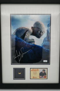 Lord of the Rings Andy Serkis Signed Photo Display: Lord of the Rings (2001) Andy Serkis-Gollum Signed Photo & Collector's Ring in Museum Quality Framed Display W/COA - This museum quality framed display inspired by the Lord of the Rings film franchise