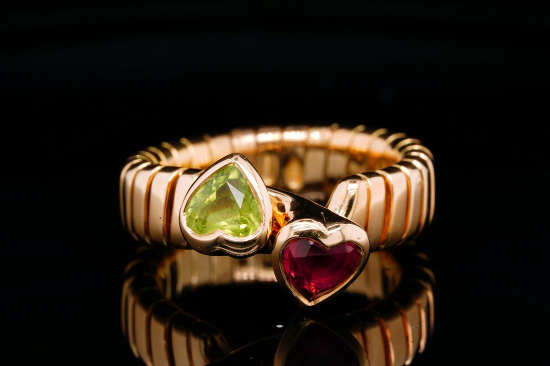 Bvlgari 1.00ctw Pink Tourmaline & Peridot 18K Ring (1 of 7)