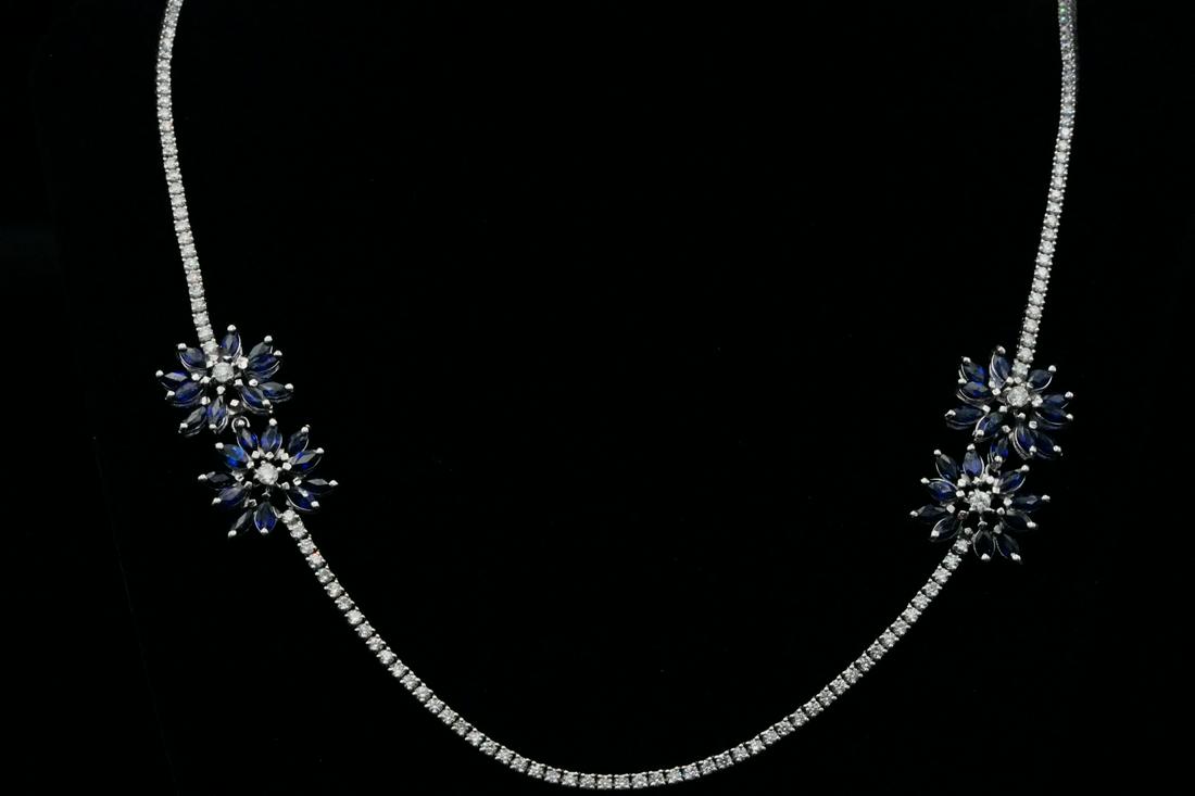 22.75ctw Blue Sapphire, 10.50ctw Diamond 18K Necklace (1 of 5)