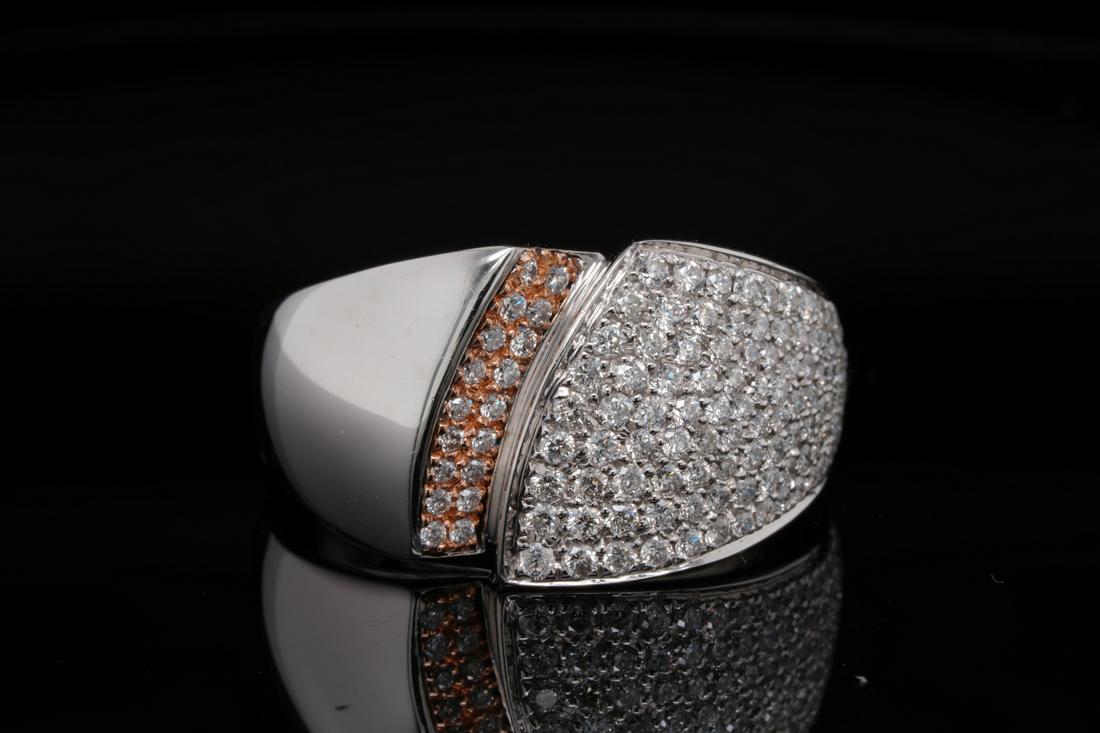 Chimento 0.90ctw VS1-VS2/G-H Diamond 18K Ring: Chimento 0.90ctw VS1-VS2/G-H Diamond Solid 18K White/Rose Gold Ring - This beautiful ring was made by Italian jeweler Chimento, and was finely crafted of solid 18k white and rose gold. The ring is emb