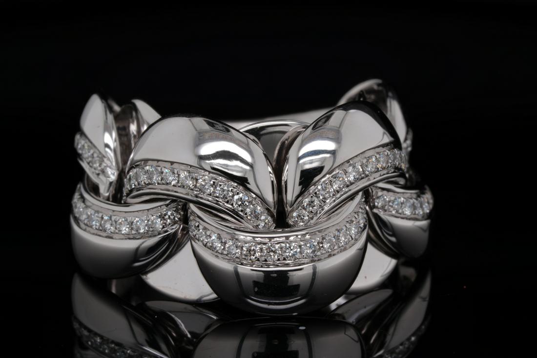 Chimento 0.50ctw VS1-VS2/G-H Diamond 18K Link Ring: Chimento 0.50ctw VS1-VS2/G-H Diamond Solid 18K White Gold Link Ring - This beautiful ring was made by Italian jeweler Chimento, and was finely crafted of solid 18k white gold. This Link ring has a sem