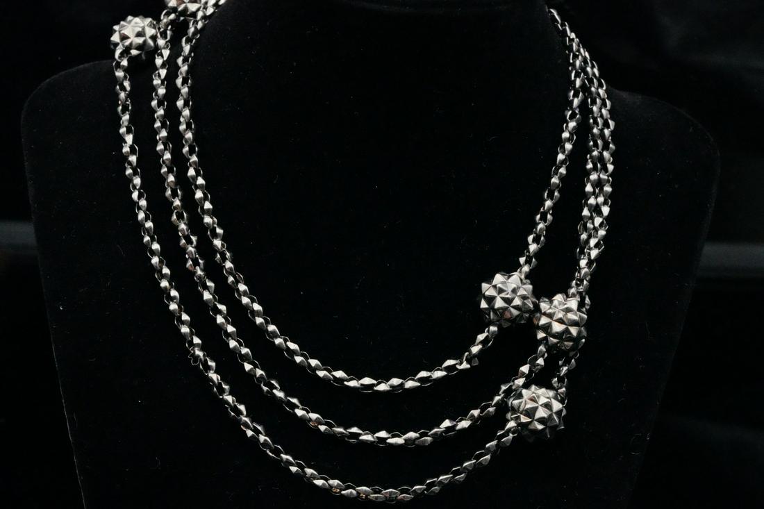 Stephen Webster Sterling Silver Superstud Necklace: Stephen Webster Solid Sterling Silver 48" Superstud 6-Ball Necklace - This necklace from Stephen Webster's Superstud collection is crafted of solid sterling silver with black rhodium plating. This 6-b