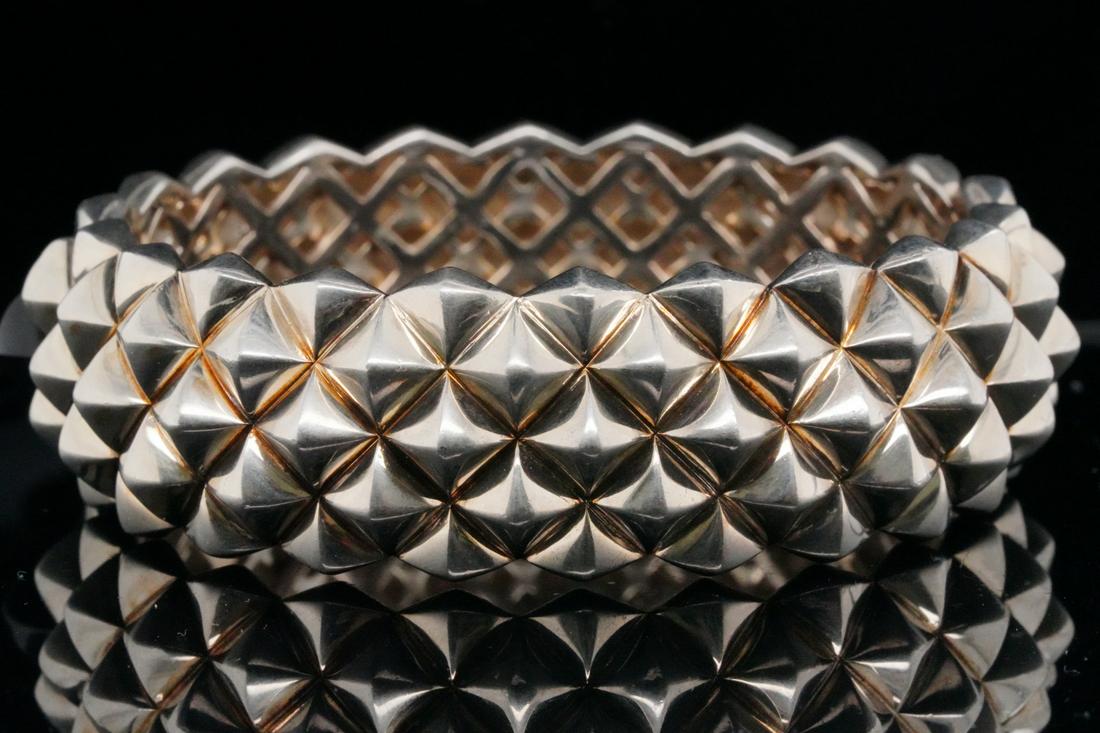 Stephen Webster Sterling Silver Superstud Cuff W/Onyx: Stephen Webster Solid Sterling Silver Superstud Cuff Bracelet W/Onyx Accent - This cuff bracelet was made by Stephen Webster as part of the designer's Superstud collection. The bracelet was finely cra