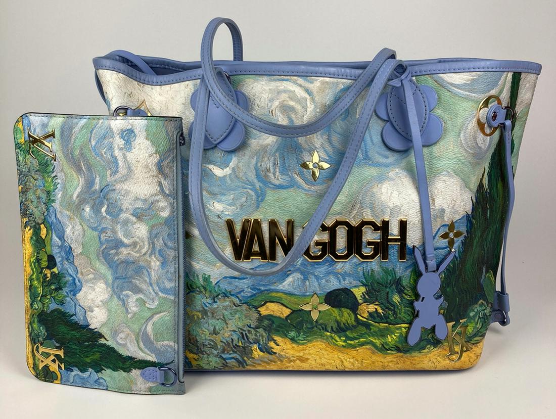 London UK 11 March 2020 Louis Vuitton x Jeff Koons: a Van Gogh 'Palm  Springs' Backpack, Limited Edition Masters Collection, 207. Estimate £1,500  – 2,000. Blue printed canvas based on 'Wheat Field