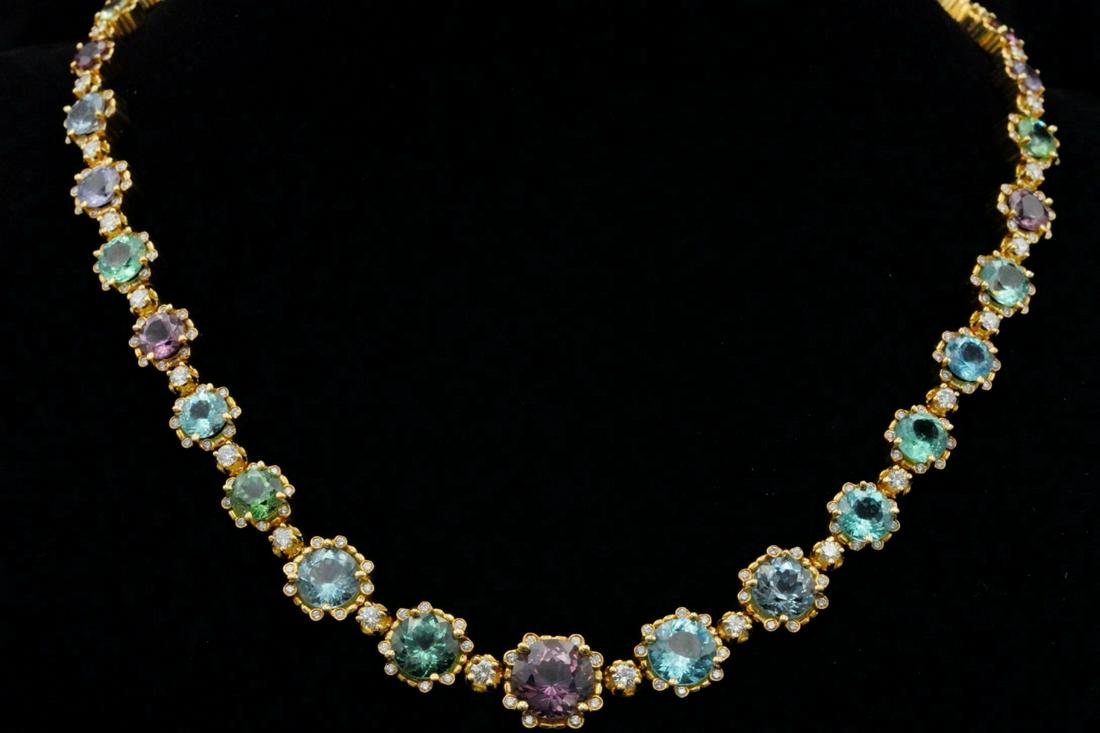 25.00ctw Tourmaline, 4.00ctw Diamond 18K Necklace (1 of 6)