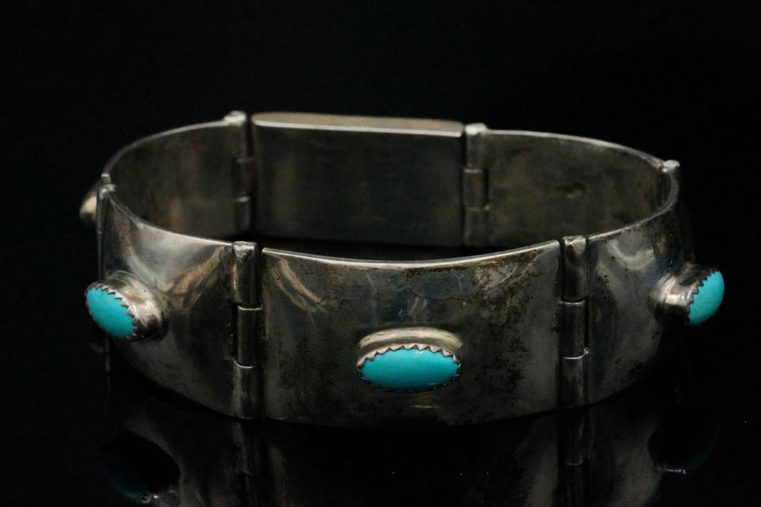 9mm Turquoise and Solid Sterling Silver Bracelet (1 of 5)