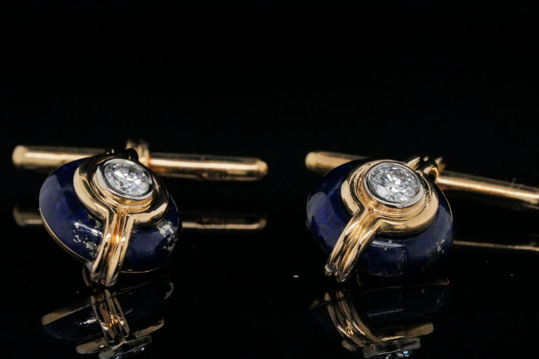 Harry Winston 0.40ctw Diamond, Lapis 18K Cufflinks (1 of 4)