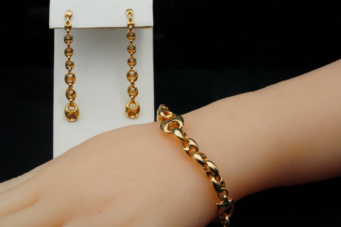 Gucci 18K Mariner Link Bracelet and Drop Earrings (1 of 9)