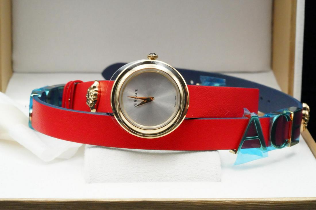 Versace V Flare 28mm Red Leather Wrap Watch