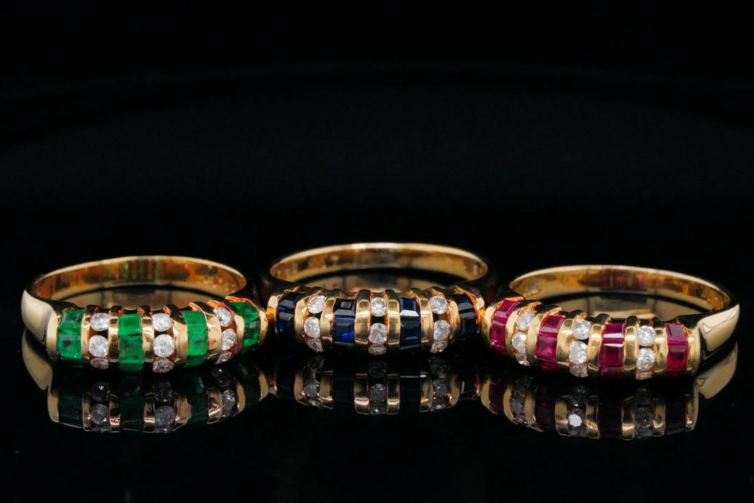 2.05ctw Multi-Gemstone and Diamond 18K Ring Set (1 of 15)