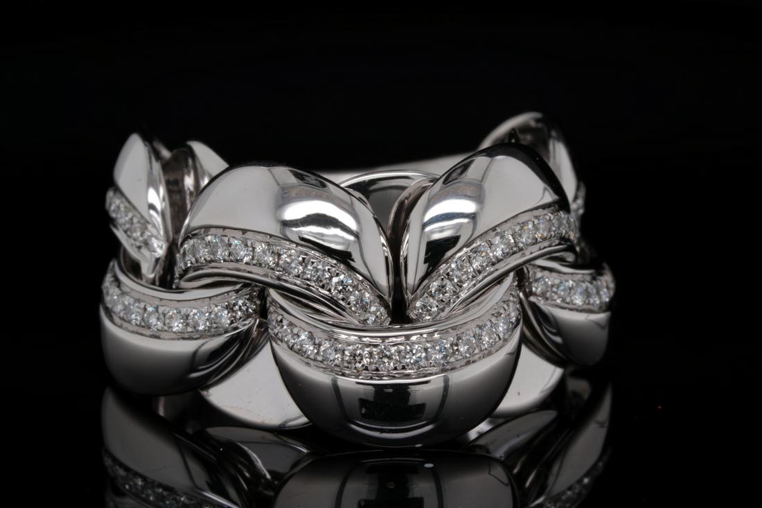 Chimento 0.50ctw VS1-VS2/G-H Diamond 18K Link Ring: Chimento 0.50ctw VS1-VS2/G-H Diamond Solid 18K White Gold Link Ring - This beautiful ring was made by Italian jeweler Chimento, and was finely crafted of solid 18k white gold. This Link ring has a sem