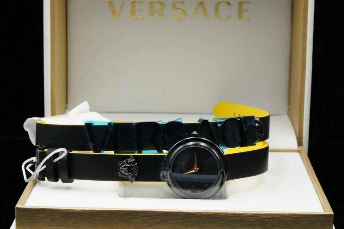Versace V-Flare 28mm Black Leather Wrap Watch (1 of 4)