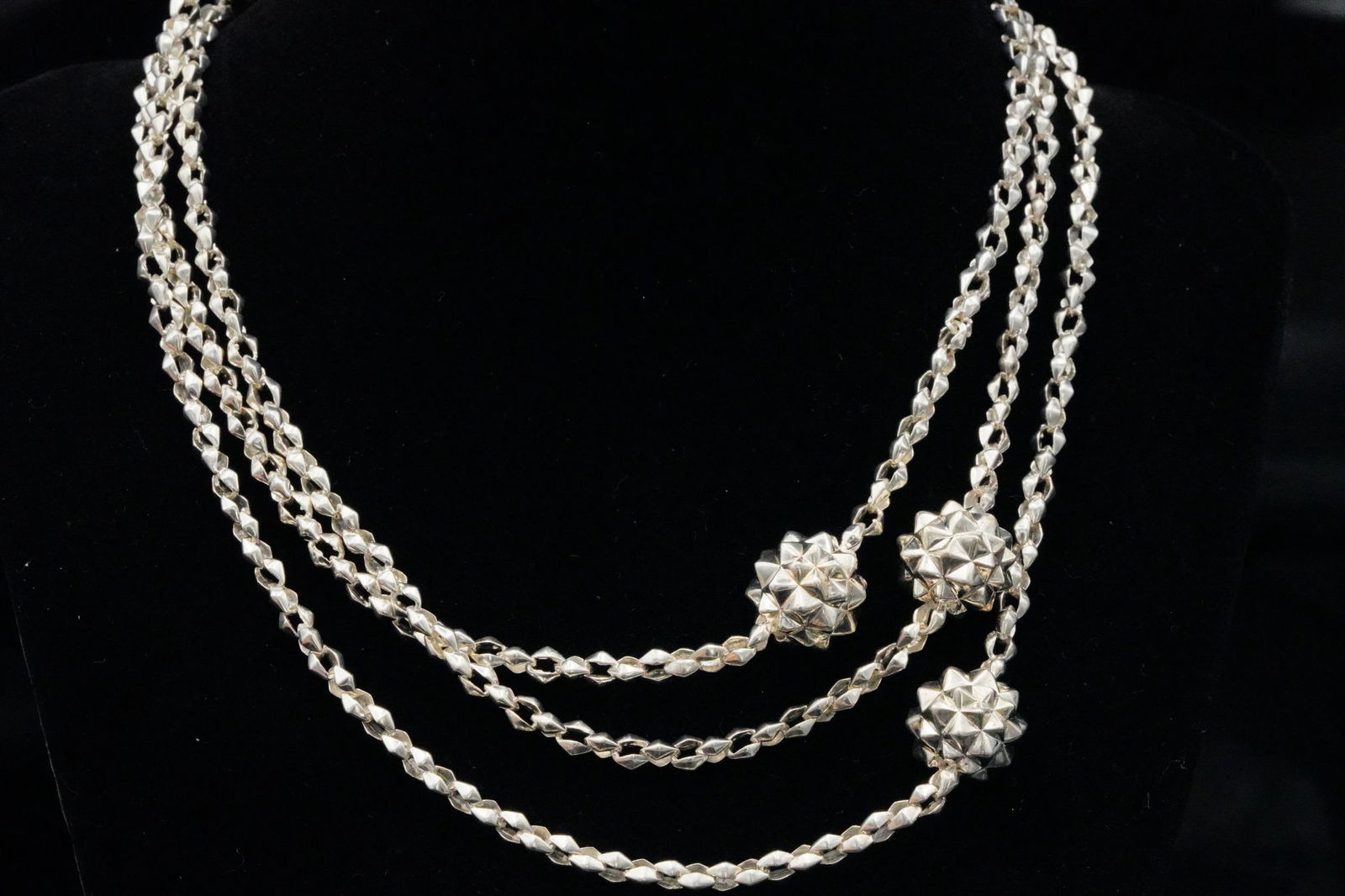 Stephen Webster Sterling Silver Superstud Necklace: Stephen Webster Solid Sterling Silver 48" Superstud 6-Ball Necklace - This necklace from Stephen Webster's Superstud collection is crafted of solid sterling silver. This 6-ball necklace measures 48" i