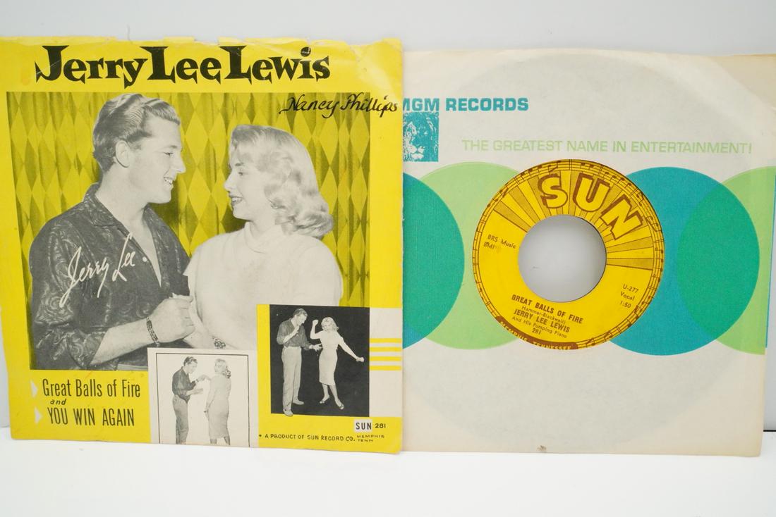 Jerry Lee Lewis Signed "Great Balls of Fire" 45 (1 of 5)