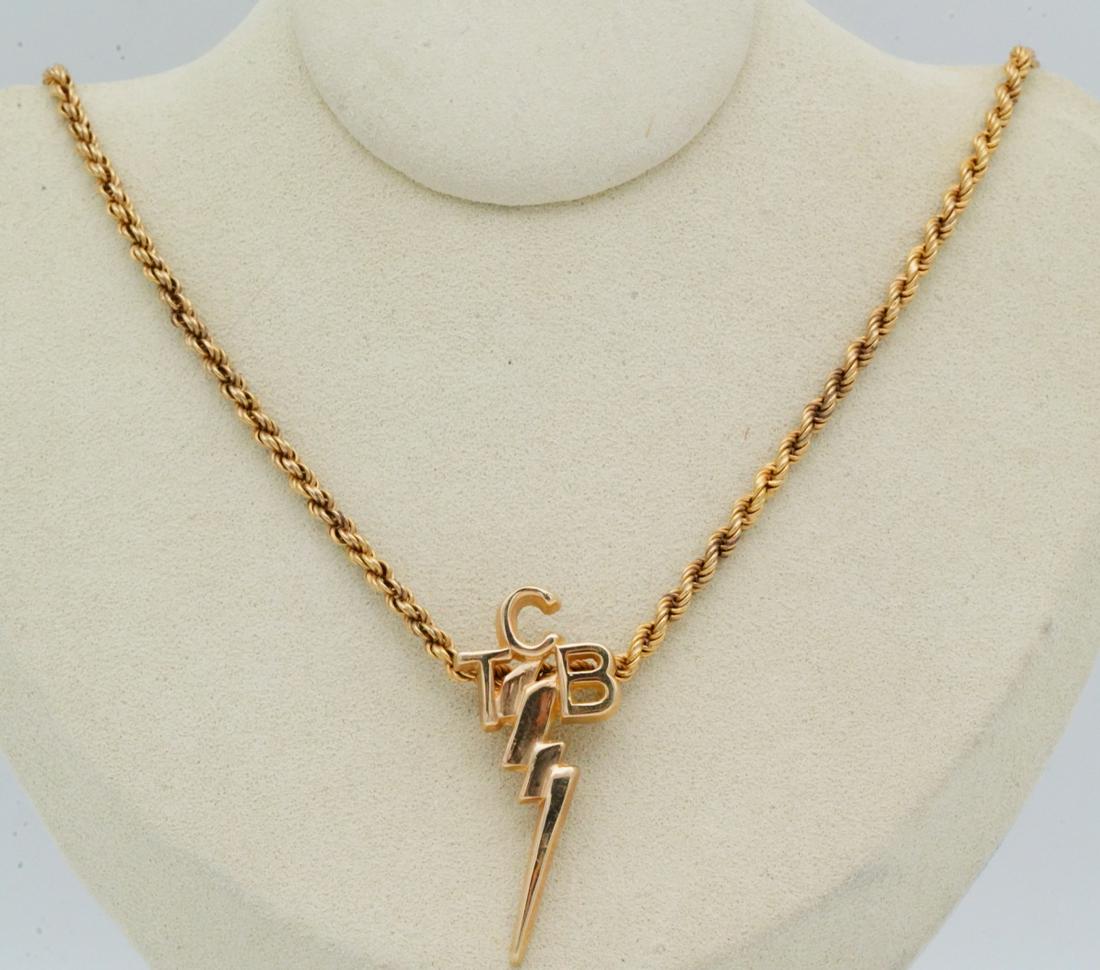 Elvis Presley Solid 14K Yellow Gold TCB Necklace (1 of 7)