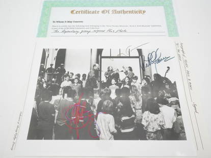 Peter, Paul and Mary Autographed 8"x10" Photograph: Peter, Paul and Mary Autographed 8"x10" Black and White Photograph W/COA - This 8"x10" black and white photograph is signed by American folk group, Peter, Paul and Mary. The group was inducted into th