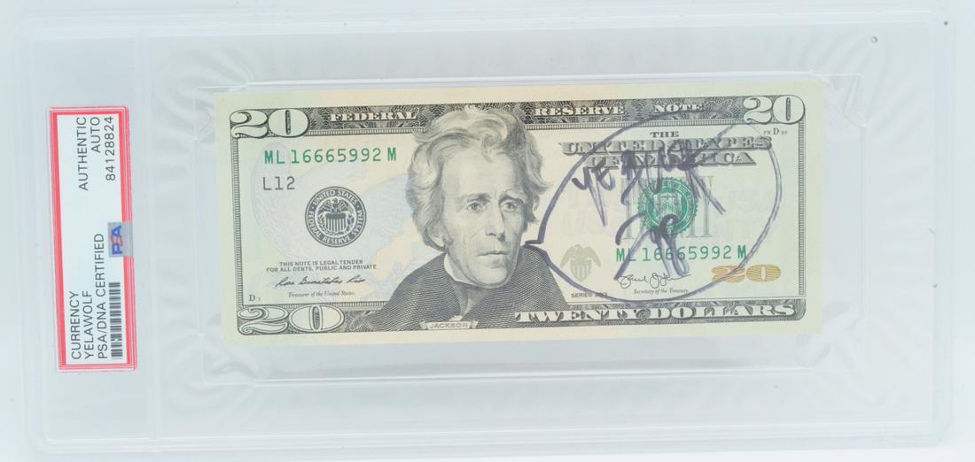 Yelawolf Signed $20 Bill in PSA/DNA Slab (1 of 6)