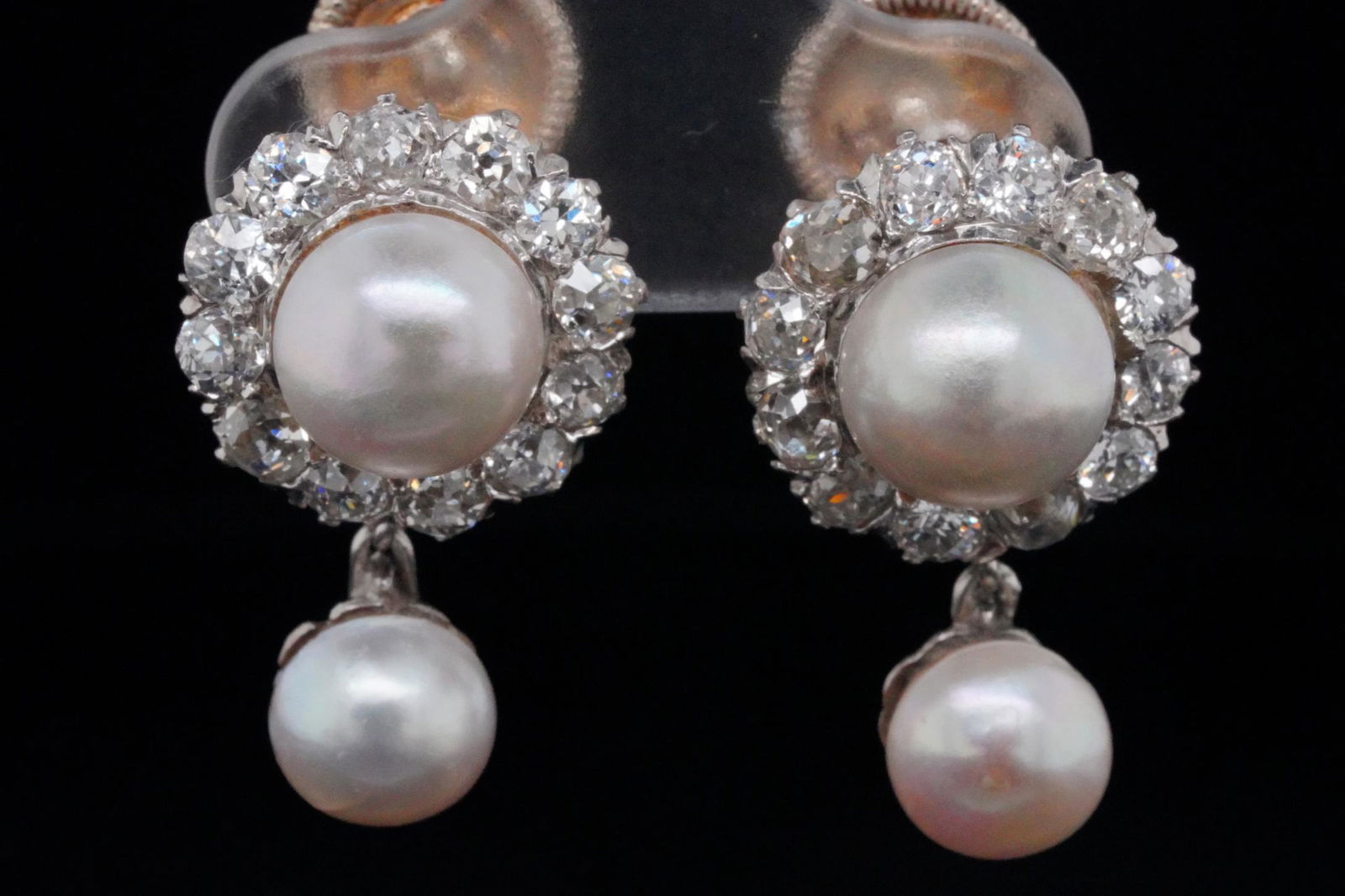 Cartier 2.00ctw Diamond, Pearl & Plat/18K Ear Clips (1 of 5)