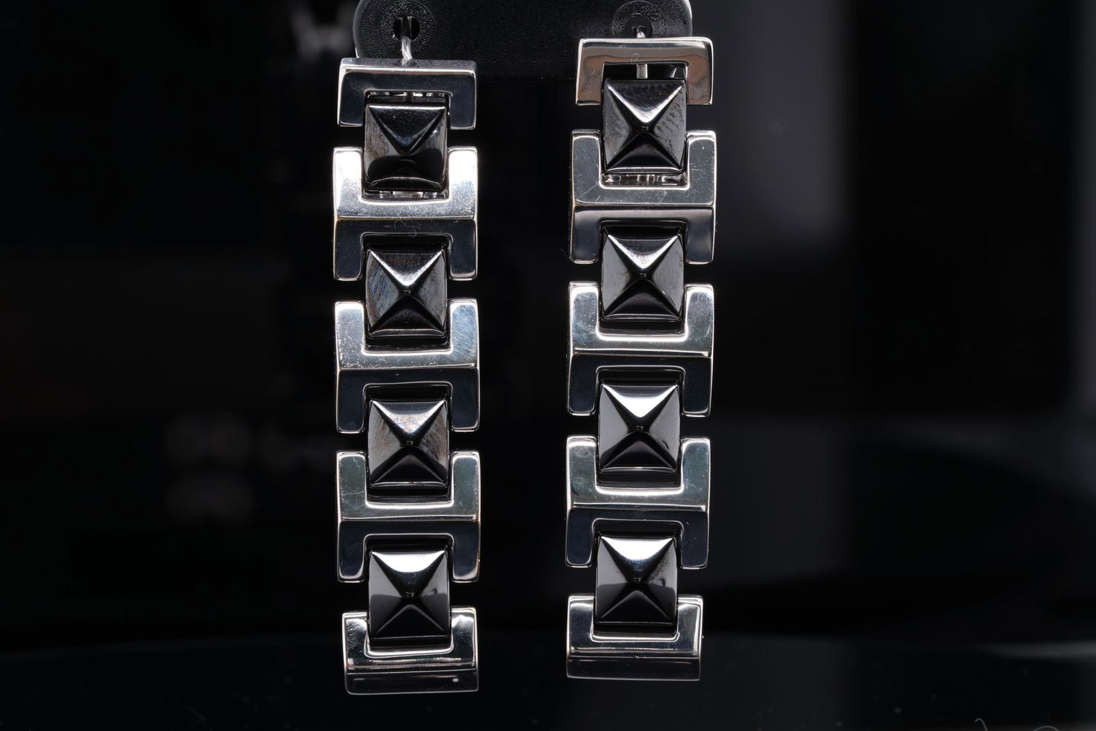 Versace 18K White Gold & Black Ceramic Earrings (1 of 5)