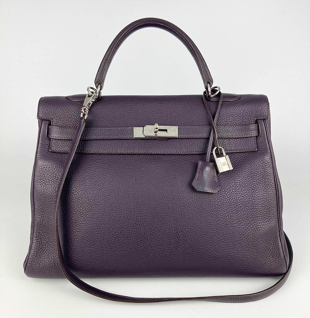 Hermes Raisin Clemence Leather Kelly Retourne 35 (1 of 8)