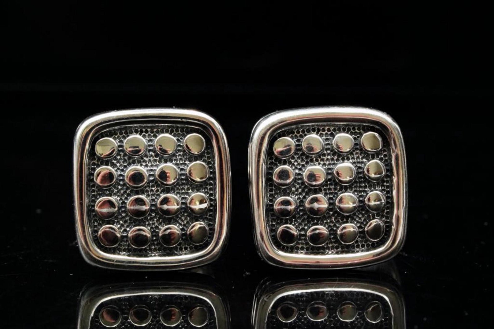 Scott Kay Sterling Silver Square Dot Cufflinks (1 of 3)