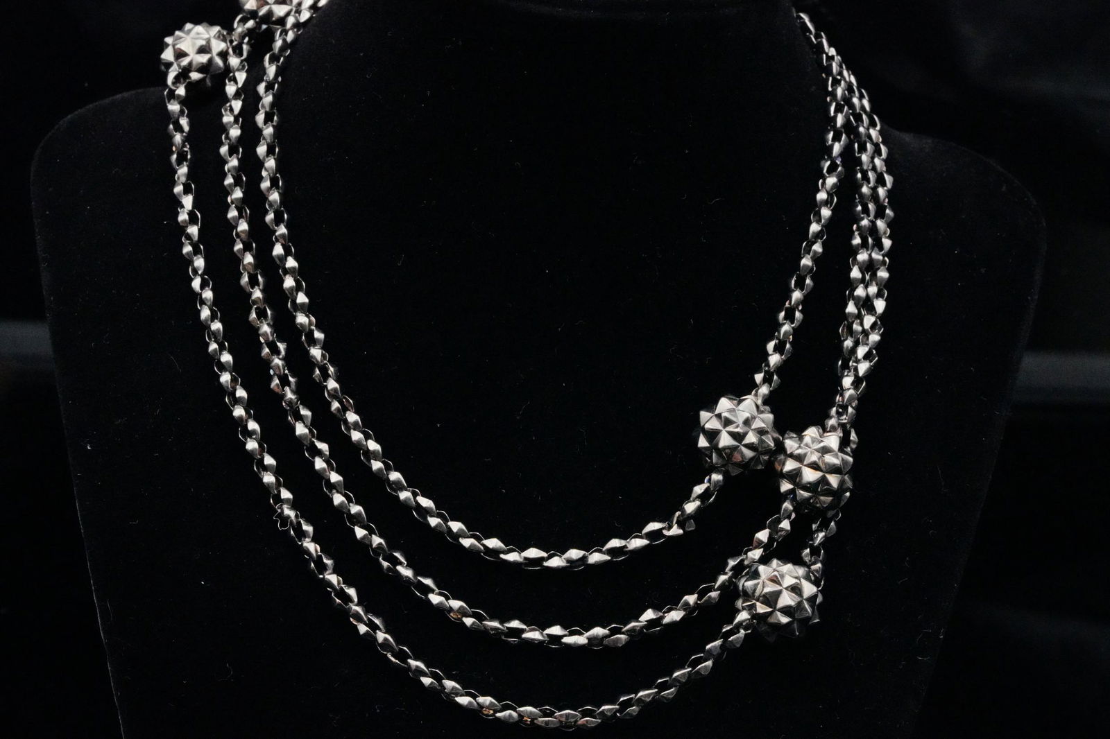 Stephen Webster Sterling Silver Superstud Necklace: Stephen Webster Solid Sterling Silver 48" Superstud 6-Ball Necklace - This necklace from Stephen Webster's Superstud collection is crafted of solid sterling silver with black rhodium plating. This 6-b