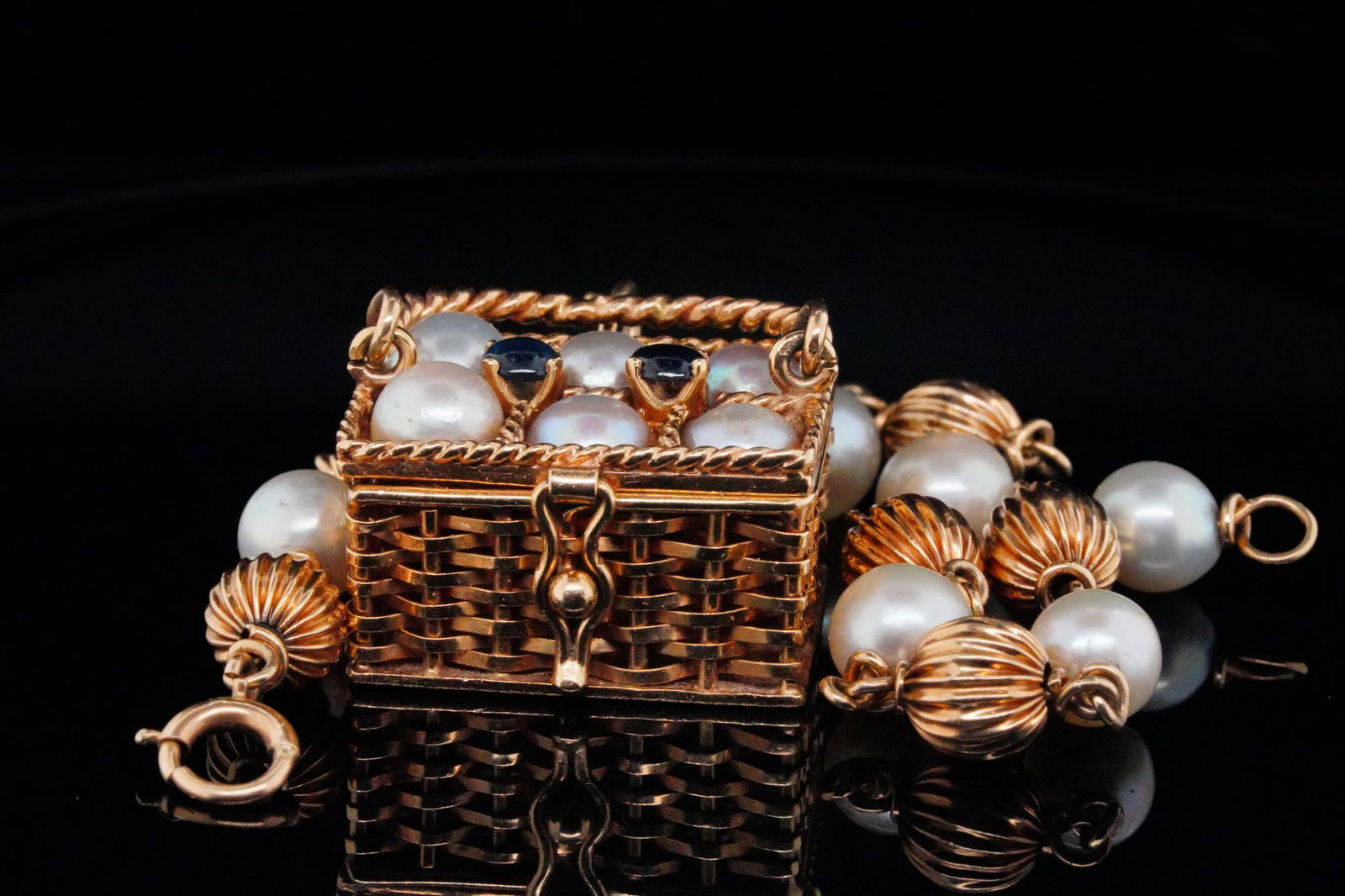 5mm-7mm Pearl and 14K Picnic Basket Bracelet (1 of 7)