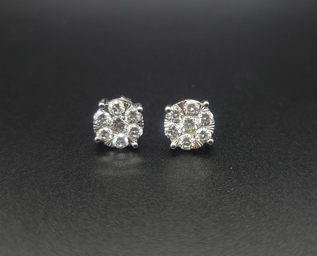 1.50ctw Diamond and 14K White Gold 9mm Stud Earrings (1 of 4)