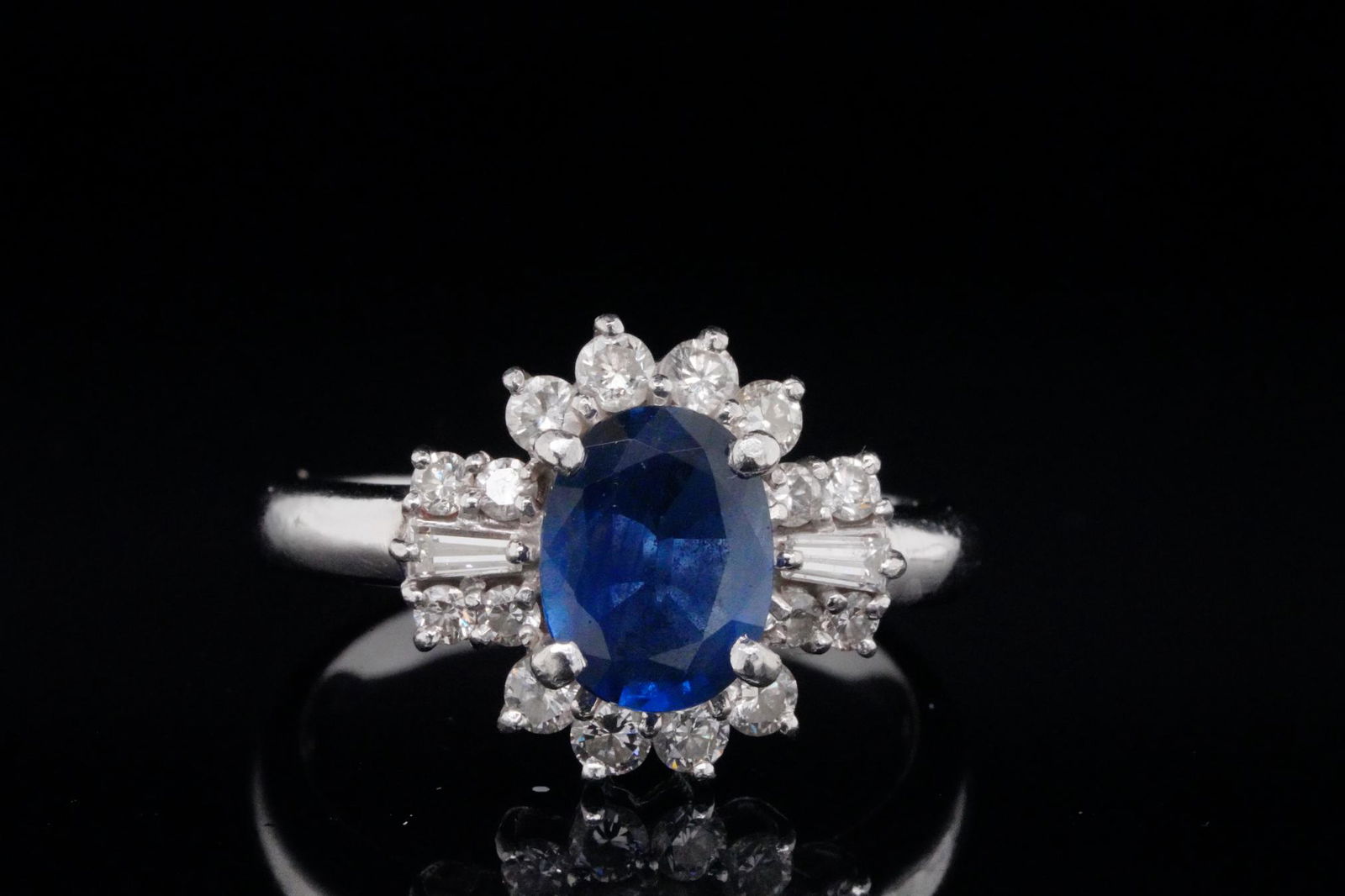 1.50ct Blue Sapphire, 0.60ctw Diamond & Platinum Ring (1 of 4)