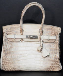 Hermes Himalayan Niloticus Crocodile Birkin 30 PHW: Hermes Himalayan Niloticus Crocodile Birkin 30 W/Palladium Hardware - This exceptional handbag from Hermes is the tour de force of the house, and is an incredibly rare piece with excellent investment