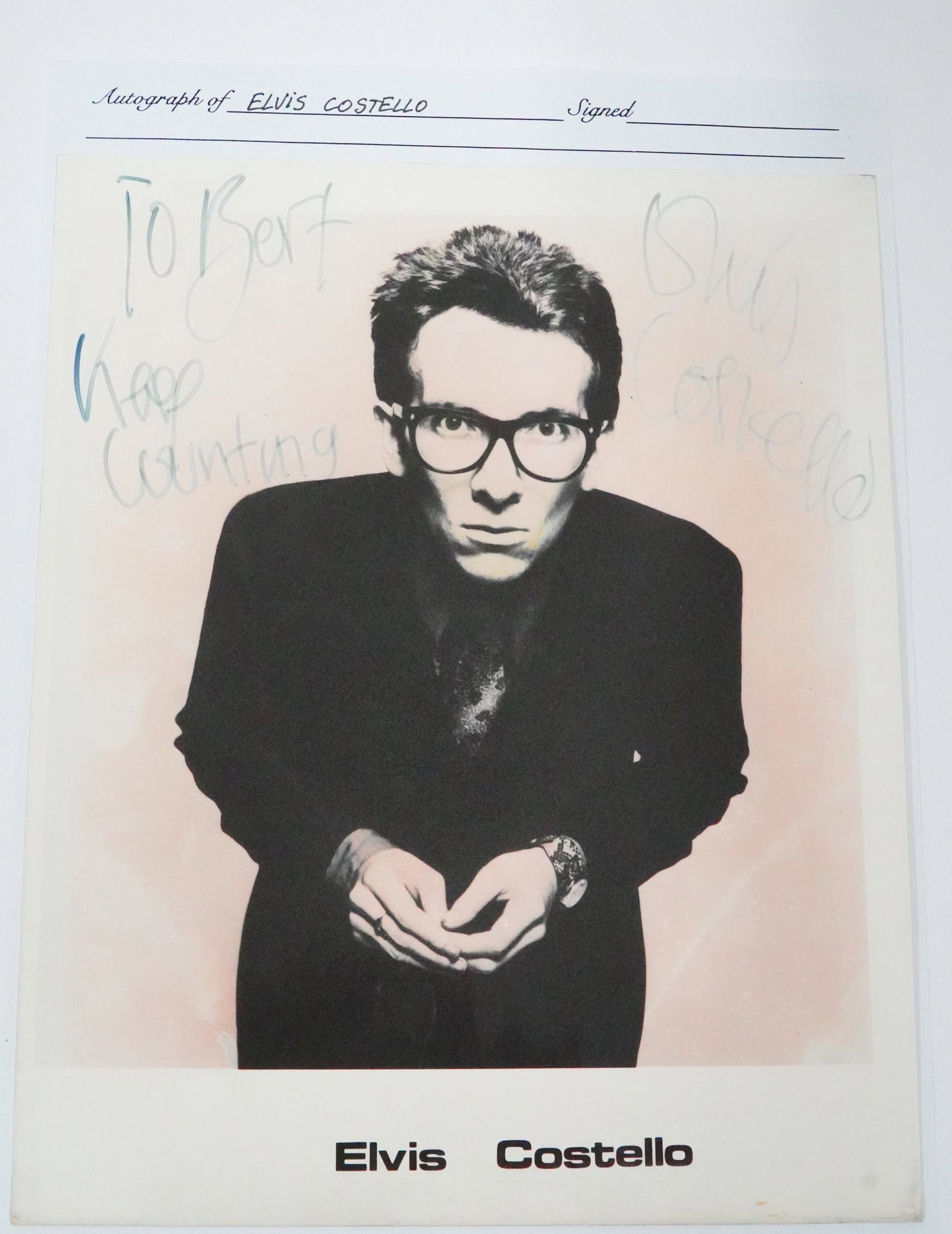Elvis Costello Autographed Black and White Photo (1 of 5)