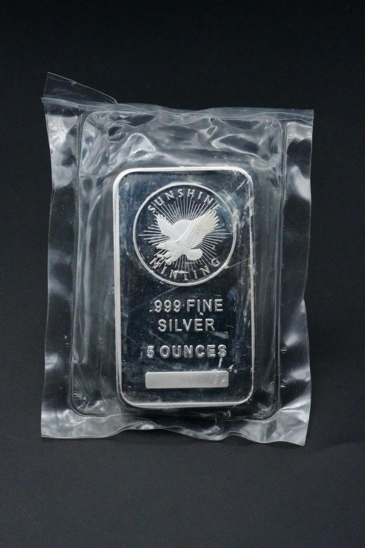 Sunshine Mint 5 Ounce .999 Silver Bar (MintMark SI) (1 of 5)