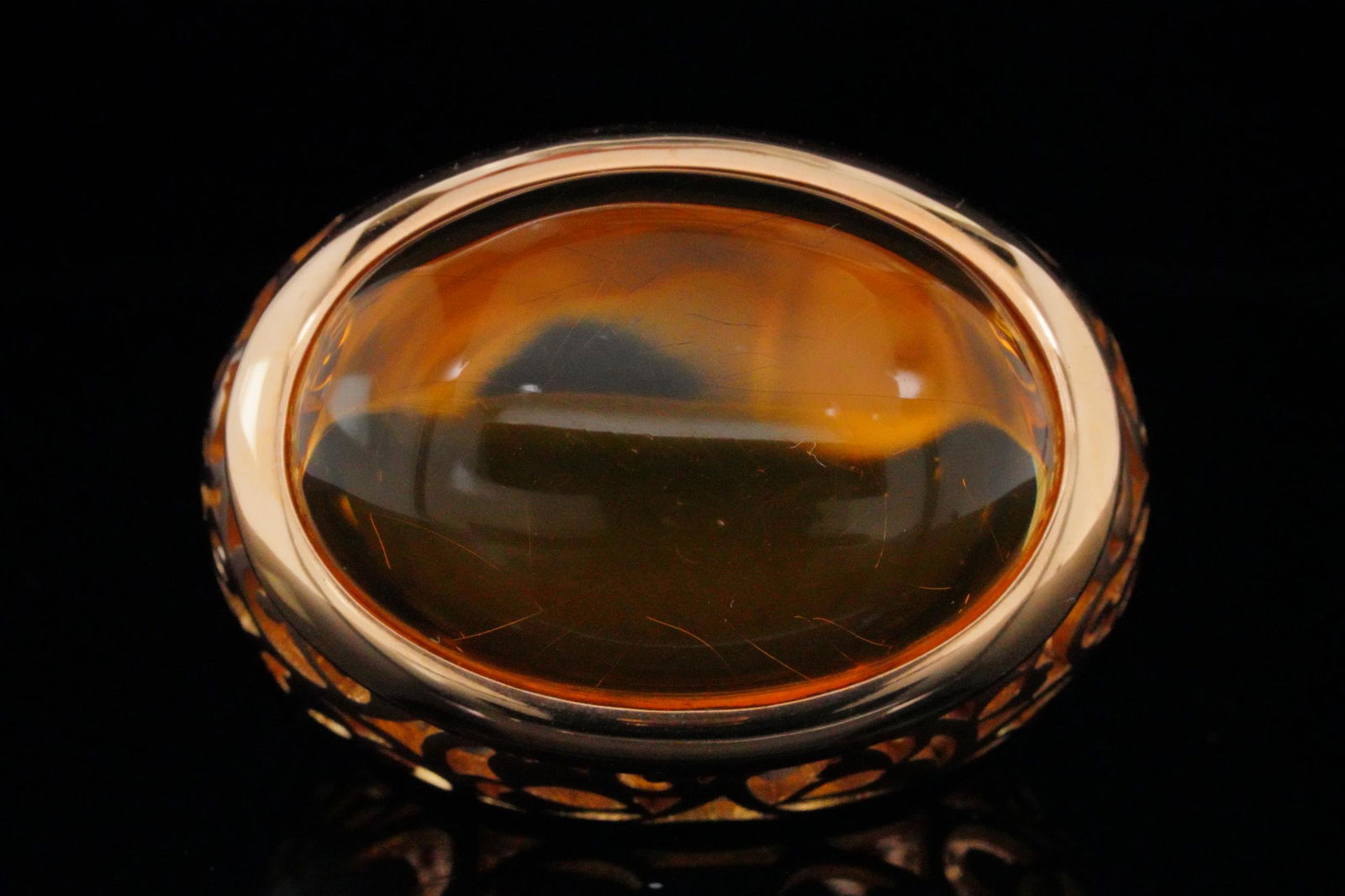 Pomellato Arabesqua Amber & 18K Rose Gold Ring (1 of 7)